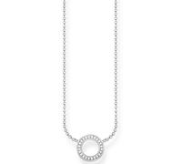 Kette mit Anhänger THOMAS SABO "Kreis Klein" Gr. 45, bunt (silberfarben, weiß), Halsketten, Damen, 45, Silber 925 (recycelt), mit Zirkonia (synth.) (91080335-45) silberfarben, weiß