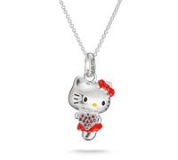 Kette mit Anhänger THOMAS SABO "THOMAS SABO ♡ Hello Kitty Kette mit Herz" Gr. 50, silberfarben, schwarz, rot, gelb, weiß, dunkelrot, kristallweiß, rot, Halsketten, Damen, 50, Metall, mit Zirkonia (syn