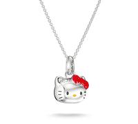 Kette mit Anhänger THOMAS SABO "THOMAS SABO ♡ Hello Kitty Kette mit roter Schleife" Gr. 45, silberfarben, schwarz, rot, gelb, Halsketten, Damen, 45, Metall, Emaille (55638723-45) silberfarben, schwarz