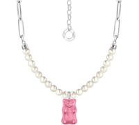 Thomas Sabo Gliederkette mit pinkem Goldbären-Anhänger und Perlen Silber pink KE2207-082-9-L45V