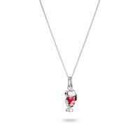 Kette mit Anhänger THOMAS SABO "THOMAS SABO x Peanuts Kette Snoopy mit Herz" Gr. 45, silberfarben, schwarz, rot, Halsketten, Damen, 45, Silber 925 (recycelt), L: 45 B: 9mm, B:9mm (38740105-45) silberf