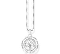 Kette mit Anhänger THOMAS SABO "Tree of Love" Gr. 45, bunt (silberfarben, weiß), Halsketten, Damen, 45, Silber 925 (recycelt), mit Zirkonia (synth.) (78121936-45) silberfarben, weiß