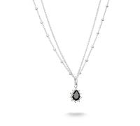 Kette mit Anhänger THOMAS SABO "True Romance Halskette Schwarzer Stein" Gr. 45, silberfarben, schwarz, kristallweiß, Halsketten, Damen, 45, Silber 925 (recycelt), B: 2,4mm, mit Zirkonia (synth.), B:2,