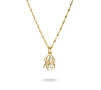 Kette mit Anhänger THOMAS SABO "True Romance Halskette Spinnen-Design goldfarben" Gr. 45, gelbgoldfarben, kristallweiß, weiß, Halsketten, Herren, 45, Perlen Silber 925 (recycelt), B: 1,7mm, Perlen, Si