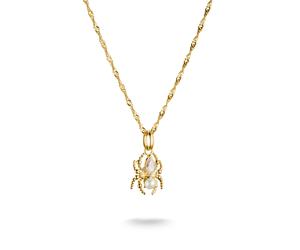 Kette mit Anhänger THOMAS SABO "True Romance Halskette Spinnen-Design goldfarben" Gr. 45, gelbgoldfarben, kristallweiß, weiß, Halsketten, Herren, 45, Perlen Silber 925 (recycelt), B: 1,7mm, Perlen, Si