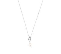 Kette mit Anhänger TOM TAILOR "Knoten-Motiv", silber (silberfarben, weiß), Halsketten, Damen, Perlen Silber 925 (Sterlingsilber), L: 45 B: 1,2mm, Perlen, Silber 925 (Sterlingsilber), mit Süßwasserzuch