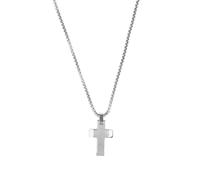 Kette mit Anhänger TOM TAILOR "Kreuz-Motiv", edelstahlfarben, Halsketten, Herren, Edelstahl, L: 60 B: 2,4mm, B:2,4mm (96680850-0) edelstahlfarben