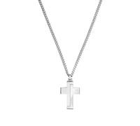Kette mit Anhänger TOM TAILOR "Kreuz-Motiv", silber (edelstahlfarben), Halsketten, Herren, Edelstahl, L: 50 B: 3,8mm, B:3,8mm (26245513-0) edelstahlfarben