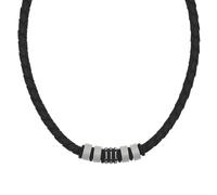 Kette mit Anhänger TOM TAILOR "Schmuck Geschenk Edelstahl Leder Kautschuk", schwarz (edelstahlfarben, schwarz, gunfarben), Halsketten, Herren, Edelstahl Kautschuk Leder, L: 52 B: 5mm, Edelstahl, Kauts