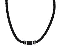 Kette mit Anhänger TOM TAILOR, schwarz (edelstahlfarben, schwarz), Halsketten, Herren, Edelstahl Kautschuk Leder, L: 60 B: 9mm, Edelstahl, Kautschuk, Leder, B:9mm (32667016-0) edelstahlfarben, schwarz