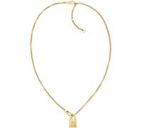Kette mit Anhänger TOMMY HILFIGER "AMERICAN ICON", gold (gelbgoldfarben), Halsketten, Damen, Edelstahl, L: 45,5 B: 2mm, teilweise mit Emaille, B:2mm (68174764-0) gelbgoldfarben