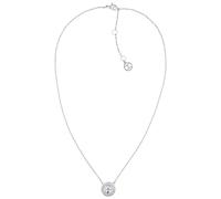Kette mit Anhänger TOMMY HILFIGER "Schmuck Edelstahl Halsschmuck Ankerkette CASUAL", silber (edelstahlfarben, kristallweiß), Halsketten, Damen, Edelstahl, L: 46, mit Glasstein (72437755-0) edelstahlfa