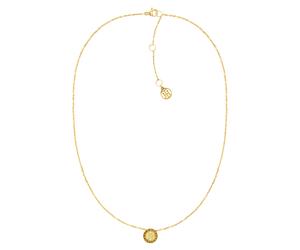 Kette mit Anhänger TOMMY HILFIGER "Schmuck Edelstahl Halsschmuck Ankerkette CRYSTAL", gelb (gelbgoldfarben, champagner), Halsketten, Damen, Edelstahl, L: 46, Edelstahlkette, mit Glasstein (69260037-0)