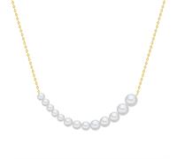 Valero Pearls Perlen-Kette Sterling Silber Süßwasser-Zuchtperle in Gelbgold 40,0 cm Basiskette + 7,0 Verlängerung Damen