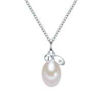 Kette mit Anhänger VALERO PEARLS "Y903", silber, Halsketten, Damen, 42,0cm Basiskette + 5,0cm Verlängerung,mit Zirkonia, Silber 925 (Sterlingsilber), B: 1,2mm, aus Süßwasserperlen, B:1,2mm (81435455-0