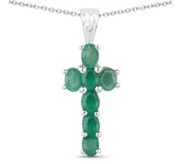 Kette mit Anhänger VIRA JEWELS "925-Sterling Silber rhodiniert Glänzend Smaragd grün", weiß, Halsketten, Damen, 45cm, 0,98, Silber 925 (Sterlingsilber), L: 45 B: 10mm, glänzend, B:10mm (28718050-0) we