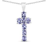 Kette mit Anhänger VIRA JEWELS "925-Sterling Silber rhodiniert Glänzend Tansanit violett", weiß, Halsketten, Damen, 45cm, 1,19, Silber 925 (Sterlingsilber), L: 45 B: 10mm, glänzend, B:10mm (75747862-0