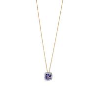 Kette mit Anhänger VIVANCE "585/- Gelbgold bicolor mit Tansanit und Brillanten", gelb, Halsketten, Damen, 46cm, 0,11, Gold, L: 46 B: 10mm, glänzend, B:10mm (23266934-0) gelb