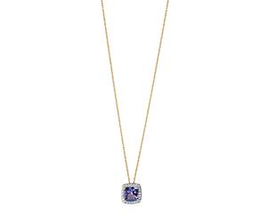 Kette mit Anhänger VIVANCE "585/- Gelbgold bicolor mit Tansanit und Brillanten", gelb, Halsketten, Damen, 46cm, 0,11, Gold, L: 46 B: 10mm, glänzend, B:10mm (23266934-0) gelb