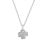 Kette mit Anhänger VIVANCE "925 Sterling Silber rhodiniert Kleeblatt Zirkonia", weiß, Halsketten, Damen, 45cm, Silber 925 (Sterlingsilber), L: 45 B: 12mm, glänzend, B:12mm (36265619-0) weiß