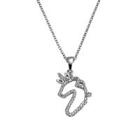 Kette mit Anhänger ZEEME "925/- Sterling Silber Einhorn Zirkonia", weiß, Halsketten, Damen, 46cm, Silber 925 (Sterlingsilber), L: 46 B: 13mm, glänzend, B:13mm (86211640-0) weiß