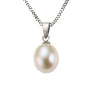 Kette mit Anhänger ZEEME "925 Sterling Silber Perle weiß", silber, Halsketten, Damen, 45cm, Silber 925 (Sterlingsilber), L: 45 B: 8mm, glänzend, B:8mm (15972617-0) silber