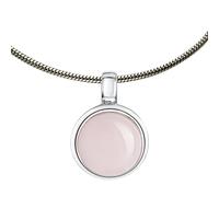 Kette mit Anhänger ZEEME "925 Sterling Silber rhodiniert mit echtem Rosenquarz 12mm", weiß, Halsketten, Damen, 42+5cm, Silber 925 (Sterlingsilber), L: 47 B: 15mm, glänzend, B:15mm (707219-0) weiß