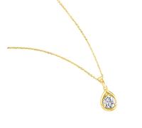 Kette mit Anhänger ZEEME "925 Sterling Silber vergoldet Zirkonia weiß", gelb, Halsketten, Damen, 45,0cm, Silber 925 (Sterlingsilber), L: 45 B: 11mm, glänzend, B:11mm (17456366-0) gelb