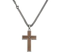 Kette mit Anhänger ZEEME "Edelstahl Kreuz", braun, Halsketten, Damen, 45cm, Edelstahl, L: 45 B: 29mm, glänzend, B:29mm (30185613-0) braun