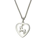 Kette mit Anhänger ZEEME "Silber 925 mit Herz und Pferde-Anhänger 45cm lang", weiß, Halsketten, Damen, 45cm, Silber 925 (Sterlingsilber), L: 45 B: 14mm, glänzend, Kette mit Anhänger, B:14mm (715723-0)