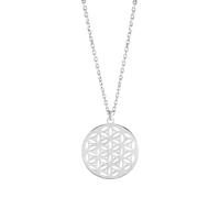 Kette mit Anhänger ZEEME "Silber 925 rhodiniert 42+3cm lang mit Motiv Blume des Lebens", weiß, Halsketten, Damen, 42+3cm, Silber 925 (Sterlingsilber), L: 45, glänzend (88648400-0) weiß
