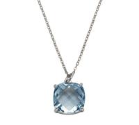 Kette mit Anhänger ZEEME "Silber 925 rhodiniert 45cm lang mit Blautopas (beh.)", weiß, Halsketten, Damen, 42+3cm, Silber 925 (Sterlingsilber), L: 45 B: 12mm, glänzend, B:12mm (055841-0) weiß