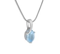 Kette mit Anhänger ZEEME "Silber 925 rhodiniert mit echtem Blautopas (beh.) 10x7mm", weiß, Halsketten, Damen, 42+5cm, Silber 925 (Sterlingsilber), L: 47 B: 7mm, glänzend, B:7mm (68542911-0) weiß