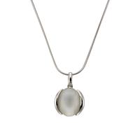 Kette mit Anhänger ZEEME "Silber 925 rhodiniert mit echtem Mondstein 16x12mm", weiß, Halsketten, Damen, 42+5cm, Silber 925 (Sterlingsilber), L: 47 B: 17mm, glänzend, B:17mm (820924-0) weiß