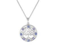 Kette mit Anhänger ZEEME "Silber 925 rhodiniert mit Lebensbaum-Motiv und Zirkonia-Steinen", weiß, Halsketten, Damen, 42/45cm, Silber 925 (Sterlingsilber), L: 45 B: 20mm, glänzend, B:20mm (88003863-0) 