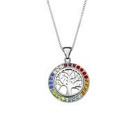 Kette mit Anhänger ZEEME "Silber 925 rhodiniert mit Lebensbaum-Motiv", weiß, Halsketten, Damen, 45cm, Silber 925 (Sterlingsilber), L: 45 B: 19mm, glänzend, B:19mm (56322659-0) weiß