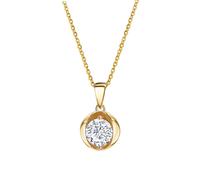 Kette mit Anhänger ZEEME "Silber 925 vergoldet 45cm lang mit weißem Zirkonia-Stein", gelb, Halsketten, Damen, 45cm, Silber 925 (Sterlingsilber), L: 45 B: 12mm, glänzend, B:12mm (97726760-0) gelb