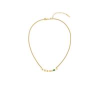 Kette mit Einhänger LACOSTE "CROCODELLE", gelbgoldfarben, grün, Halsketten, Damen, Edelstahl, L: 45,5 B: 2mm, mit Glasstein, B:2mm (63790745-0) gelbgoldfarben, grün