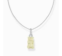 Kette mit weißem Goldbären-Anhänger und Steinen Silber