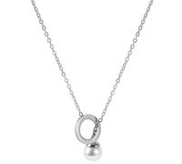 Kette ohne Anhänger ADELIA´S "Damen Halskette aus Edelstahl mit Perle 45 cm", silber, Halsketten, Damen, 45cm, Edelstahl, Ein kleines Geschenk mit großer Wirkung (85243354-0) silber