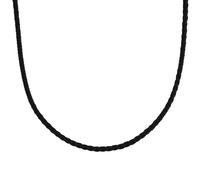 Kette ohne Anhänger AMOR, schwarz (edelstahlfarben, schwarz), Halsketten, Damen, Edelstahl Leder, L: 50 B: 3mm, Edelstahl, Leder, B:3mm (29534002-0) edelstahlfarben, schwarz
