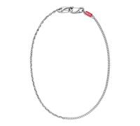 Kette ohne Anhänger DIESEL "Schmuck Geschenk Edelstahl Halsschmuck Halskette Diesel Font", silber (edelstahlfarben, rot), Halsketten, Damen, Edelstahl, L: 50 B: 4mm, glänzend, Emaille, B:4mm (78328733