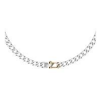 Kette ohne Anhänger EMPORIO ARMANI, silber (edelstahlfarben, gelbgoldfarben), Halsketten, Herren, Edelstahl, L: 52,5 B: 10,7mm, B:10,7mm (12166441-0) edelstahlfarben, gelbgoldfarben