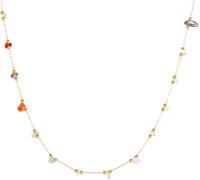 Kette ohne Anhänger FIRETTI "Schmuck Geschenk Edelstahl Halsschmuck Halskette Edelstein", bunt (gelbgoldfarben,flieder, lavendel, kristallweiß, grün), Halsketten, Damen, Edelstahl, L: 45, mit Naturste