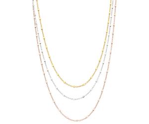 Kette ohne Anhänger FIRETTI "Schmuck Geschenk Silber 925 Halsschmuck Halskette 3-reihig tricolor", rosa (silberfarben, gelbgoldfarben, roségoldfarben), Halsketten, Damen, Silber 925 (Sterlingsilber), 