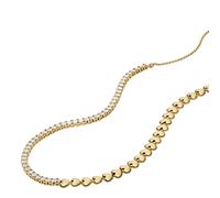 Kette ohne Anhänger FOSSIL "Schmuck Geschenk Metall SUTTON Herzen", gelbgoldfarben, kristallweiß, Halsketten, Damen, Metall, L: 45,5 B: 1mm, mit Zirkonia (synth.), B:1mm (28609333-0) gelbgoldfarben, k