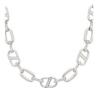 Kette ohne Anhänger LEONARDO "Halskette Narea", silber (edelstahlfarben, kristallweiß), Halsketten, Damen, Edelstahl, L: 50 B: 9mm, mit Zirkonia (synth.), B:9mm (49234332-0) edelstahlfarben, kristallw