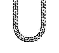 Kette ohne Anhänger S.OLIVER "9954469", schwarz (edelstahlfarben, schwarz), Halsketten, Herren, Edelstahl, L: 50 B: 8mm, Kette ohne Anhänger, B:8mm (846850-0)