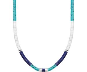 Kette ohne Anhänger THOMAS SABO "mit blauen Steinen" Gr. 42, blau (silberfarben, dunkelblau, hellblau, weiß), Halsketten, Damen, 42, Silber 925 (recycelt), B: 1mm, mit Achat, Lapislazuli, Türkis-Imita