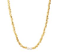 Kette ohne Anhänger YOKOAMII "Y112", gelbgold, Halsketten, Damen, 43,5cm Basiskette + 5,0cm Verlängerung, mit Perle (82387467-0) gelbgold